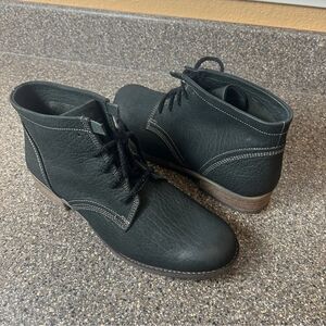 Josef Seibel Womens EU 41 US 10-10.5 Comfort Casual  Black Leather Boots Lace Up